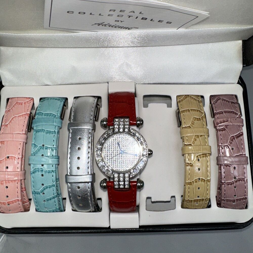 Real Collectibles by Adrienne watch W  Interchangable Leather Bands Works!